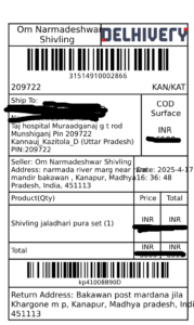 Narmadeshwar-shivling-courier-slip